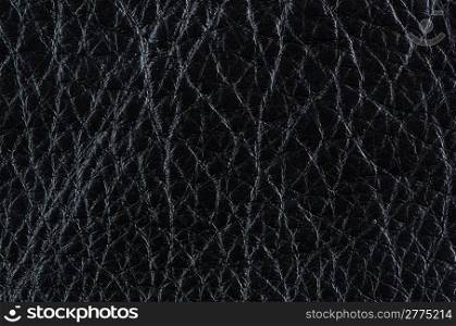 Closeup of black leather texture pattern.