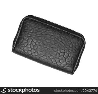 Closeup of black leather wallet isolated on white background. Closeup of black leather wallet isolated on white