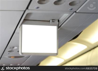 closeup of blank display screen in the airplane
