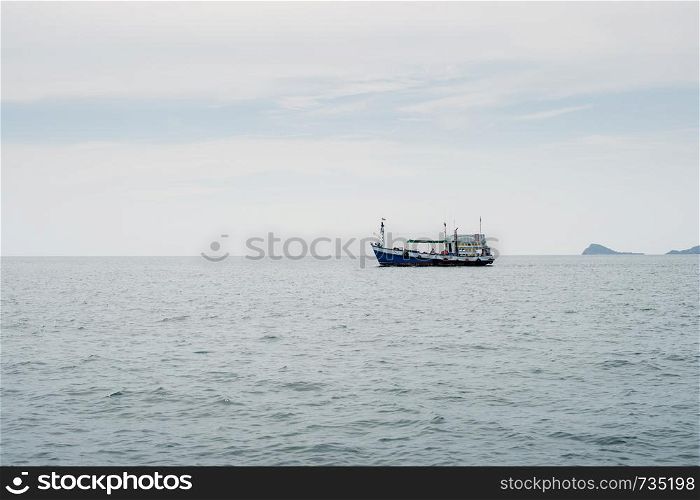 Closeup of boat on the ocean landscape