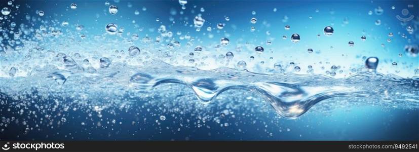 Closeup of bubbling water with water drops splashing up