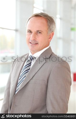Closeup of businessman in grey suit