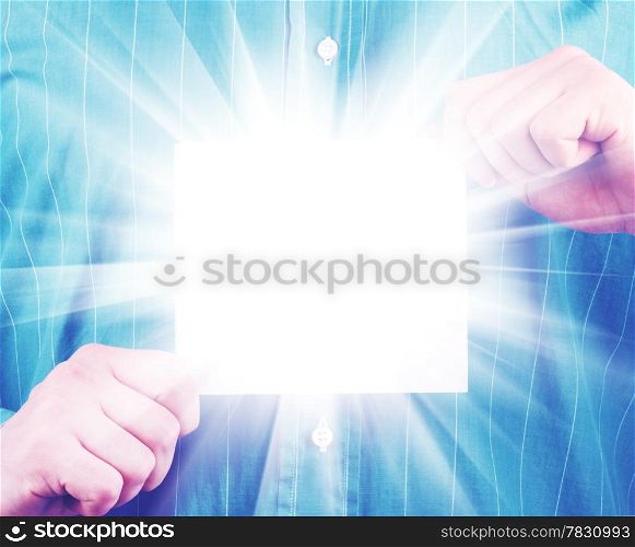 Closeup of businessman&rsquo;s hand holding up card
