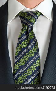 closeup of businessman suit with tie