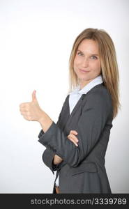 Closeup of businesswoman on white background