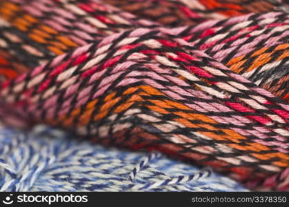 closeup of colorful balls of soft wool