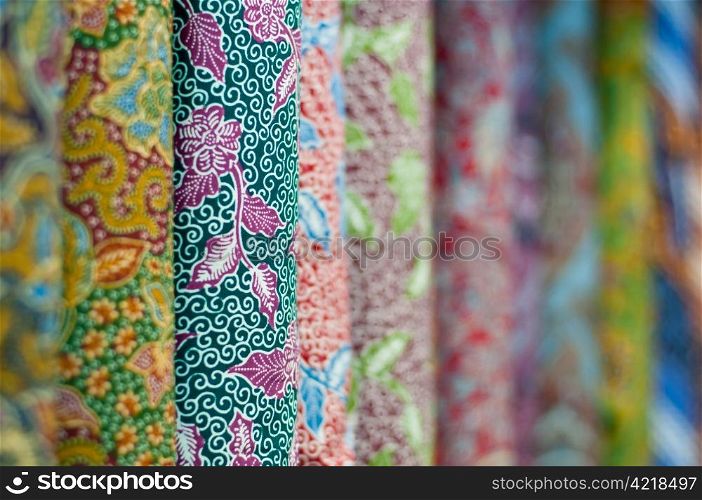 Closeup of colorful batik, Yogyakarta, Central Java, Indonesia