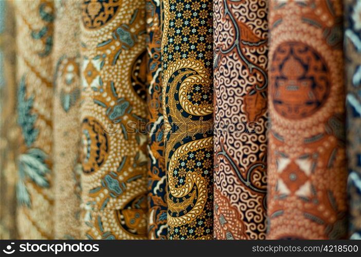 Closeup of colorful batik, Yogyakarta, Central Java, Indonesia