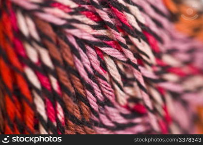 closeup of colorful red pink and orange wool