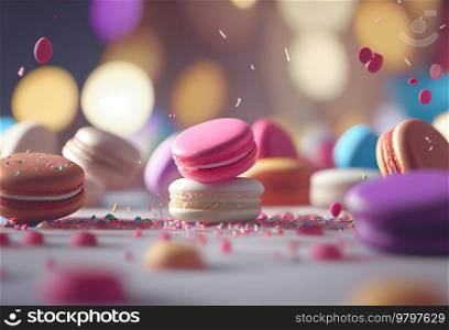 Closeup of colorful sweet macarons dessert 