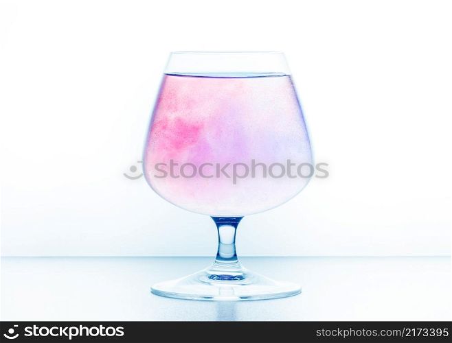 closeup of colorful water drops in cogna glass. colorful water drops