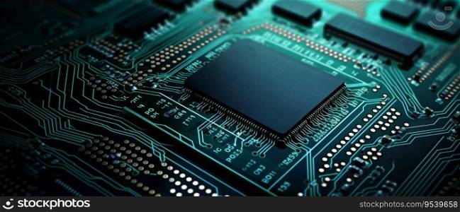 Closeup of computer chip circuit board