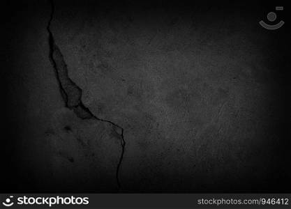 Closeup of dark grunge crack textured background