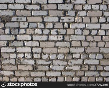 Closeup of dirty white brick wall surface texture