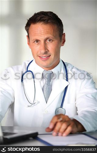 Closeup of doctor working in the office