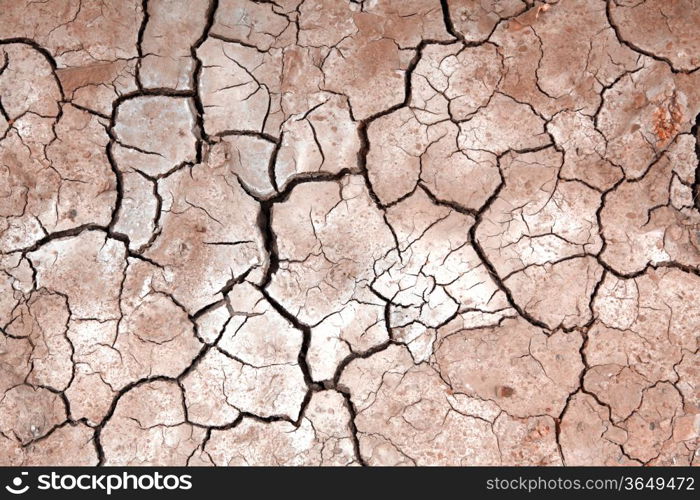 closeup of Dry cracked terrain ground