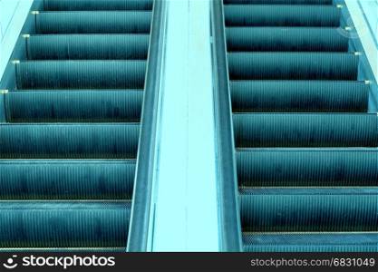 closeup of empty escalator stairs in building