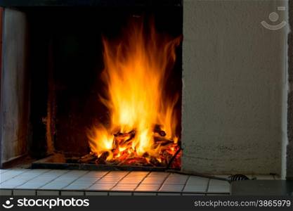 closeup of fireplace