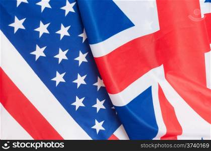 Closeup of Flags of Great Britain and USA