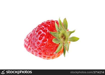 closeup of fresh and tasty strawberry isolated on white background