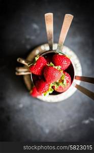 Closeup of fresh farm raised strawberries