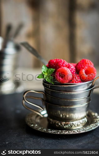 Closeup of fresh raspberries