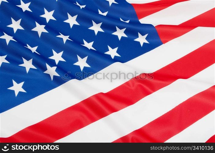 Closeup of Glossy Flag of United States of America - US Flag Drapery