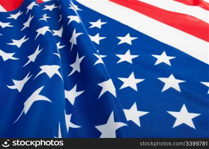 Closeup of Glossy Flag of United States of America - USA Flag Drapery