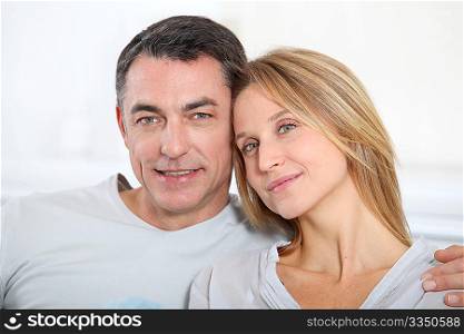 Closeup of happy couple at home