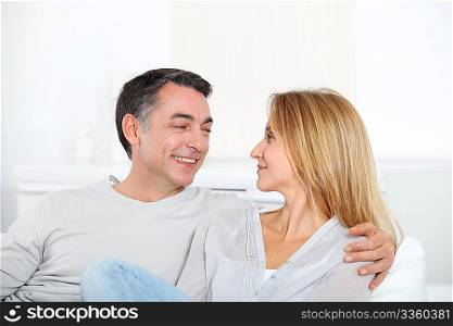 Closeup of happy couple at home