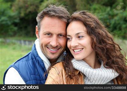 Closeup of happy couple in autumn