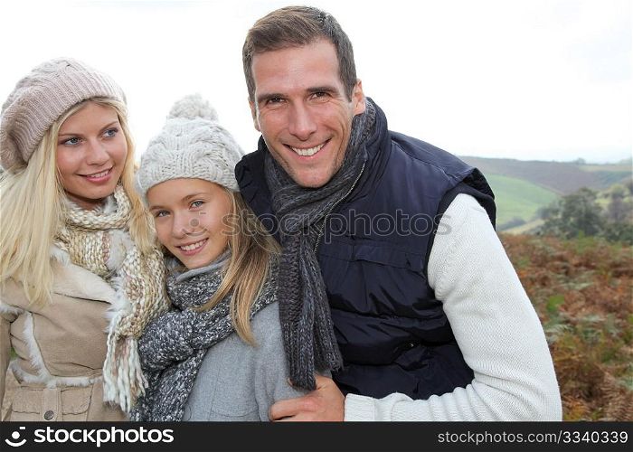 Closeup of happy family in fall season