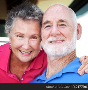 Closeup of happy, healthy senior couple in love.