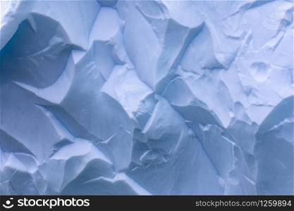 Closeup of iceberg with text space on blue ice with edges, breaks and shapes