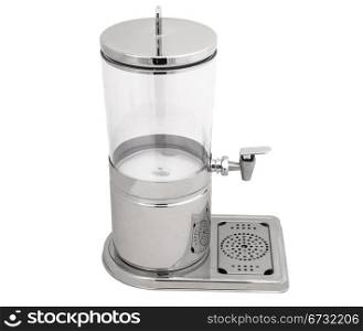 Closeup of juice dispenser isolated on white background