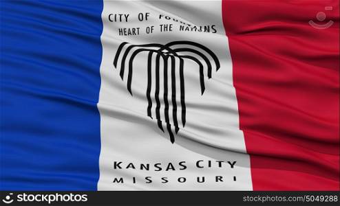 Closeup of Kansas City Flag. Closeup of Kansas City Flag, Waving in the Wind, Missouri State, United States of America