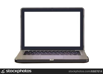Closeup of laptop computer isolated on white background