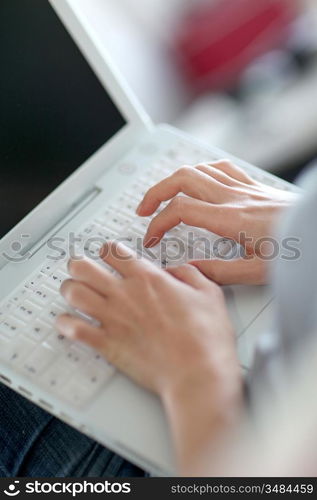 Closeup of laptop computer keyboard