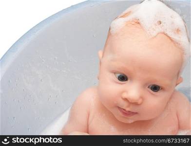 Closeup of Little Baby in Bath