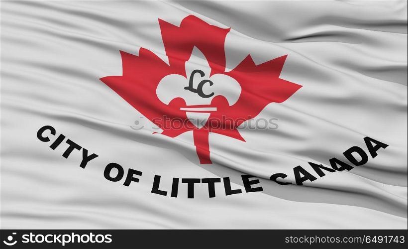 Closeup of Little Canada City Flag, Waving in the Wind, Minnesota State, United States of America
