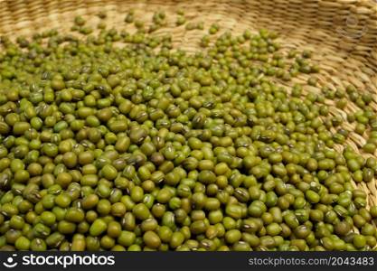 Closeup of lots of mung beans (Vigna radiata)