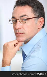 Closeup of man with eyeglasses