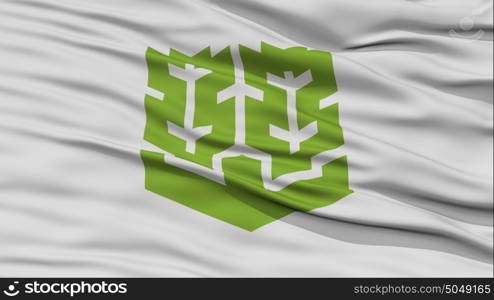 Closeup of Matsuyama Flag, Capital of Japan Prefecture. Closeup of Matsuyama Flag, Capital of Japan Prefecture, Waving in the Wind, High Resolution