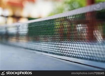 Closeup of net from table tennis sport