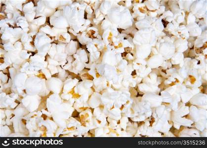 Closeup of oil popped popcorn (focus in the center)