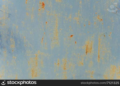 Closeup of old rusty blue painted metal background