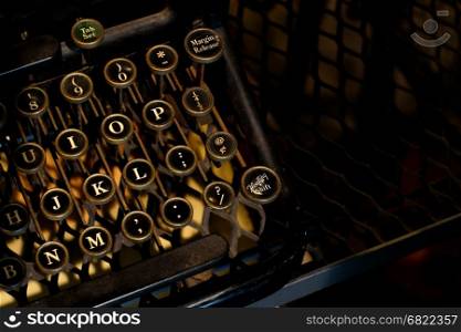 closeup of old vintage typewriter machine