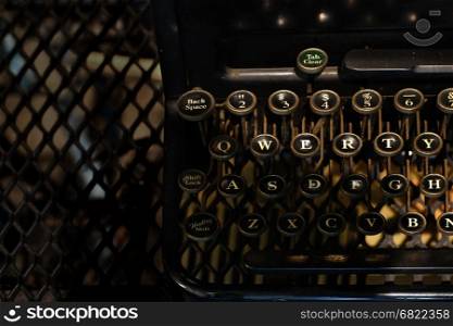 closeup of old vintage typewriter machine