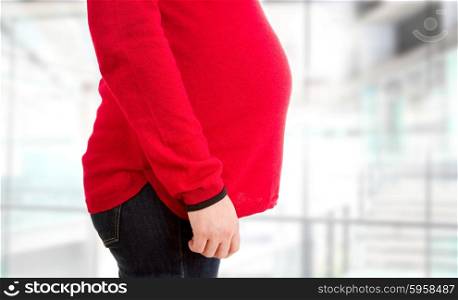 Closeup of pregnant woman