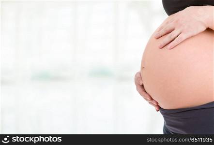 Closeup of pregnant woman belly. pregnant